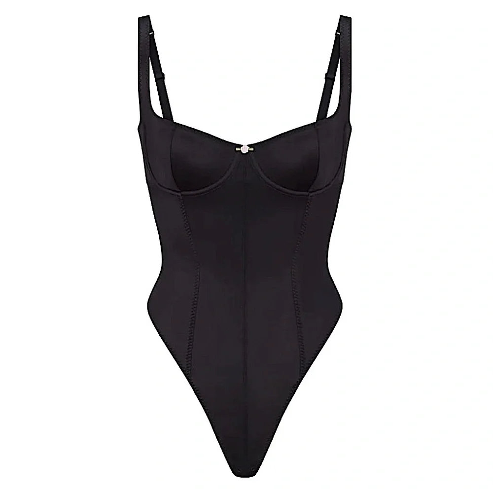 NEW SKIMS stretch satin high leg lingerie/shapewear bodysuit - Picture 1 of 1
